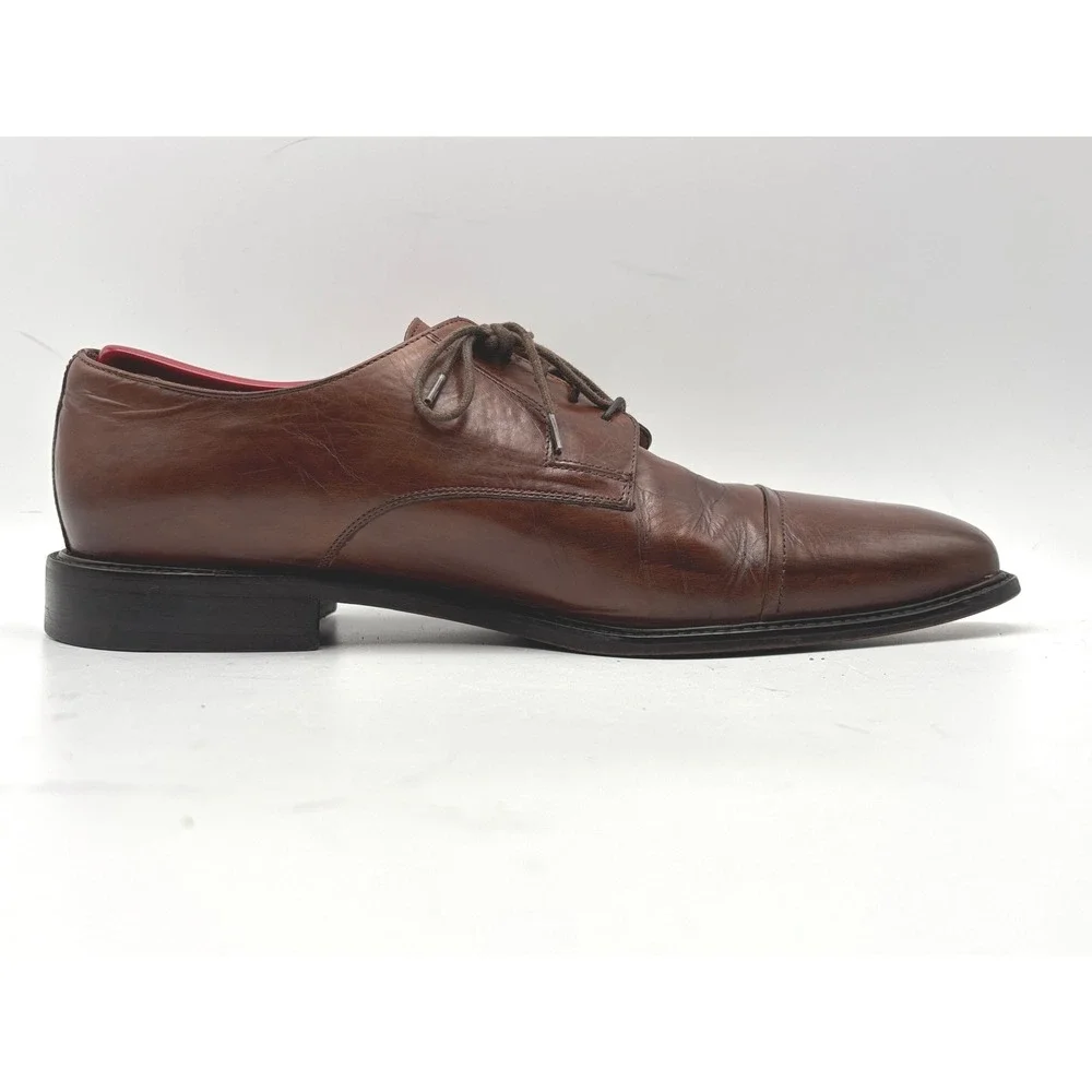 J. Murphy by Johnston & Murphy Men's 12 Brown Leather Cap Toe Derby Dress Shoes